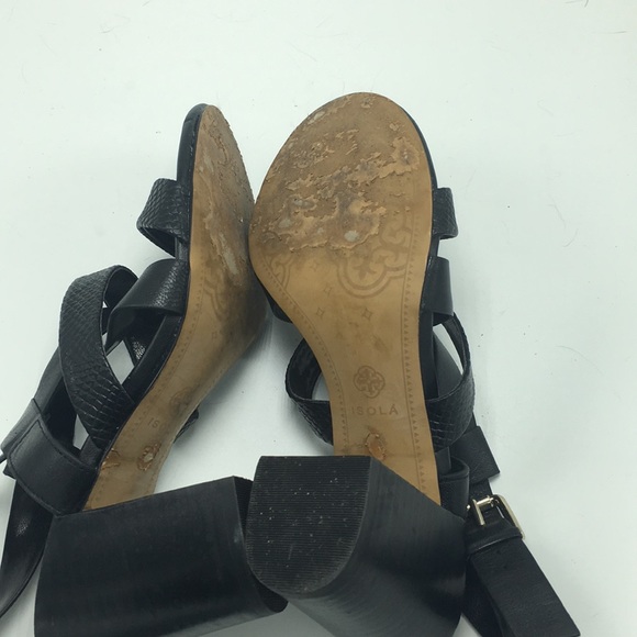 Isola Black Leather Strappy Slingback Heels, 7.5 - Picture 6 of 7